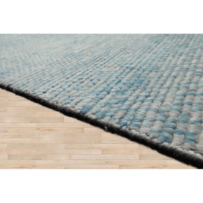 LoomBloom Hand Knotted Ivory Wool Rug Contemporary Ribbed Look 9x12 - 9' x 12' 3''