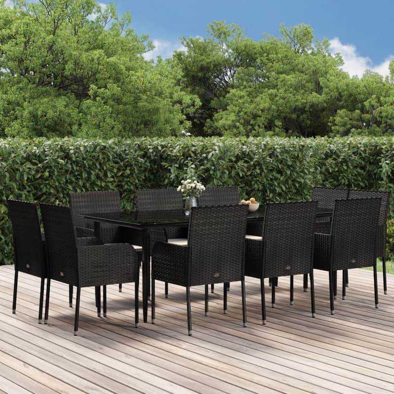 vidaXL Patio Dining Set Outdoor Rattan Wicker Table and Chair Set for Porch
