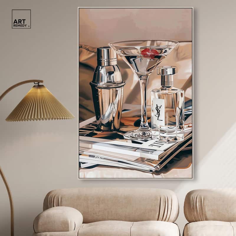 Martini Magazine Stack Canvas by Art Remedy