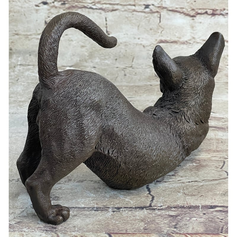 Signed Original Siamese Imitative Cat Bronze Sculpture Figurine Figure Home Decor Hot Cast