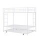 preview thumbnail 6 of 6, White Twin Over Twin Metal Bunk Bed with Trundle, Ladders, Easy Assembly