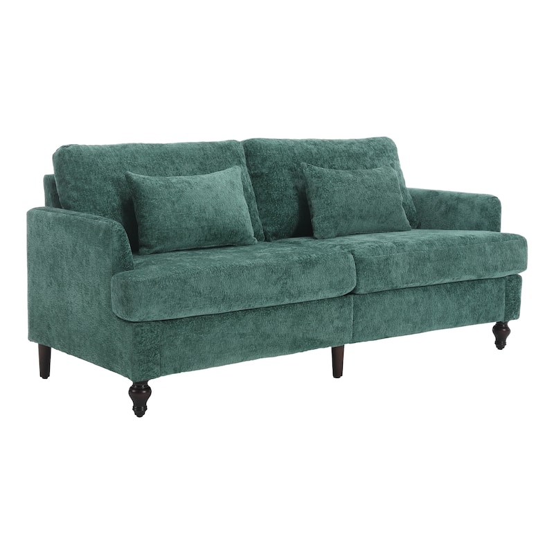 HOMEFUN Modern chenille Fabric Loveseat,2-Seat Upholstered Loveseat Sofa Modern Couch - Emerald