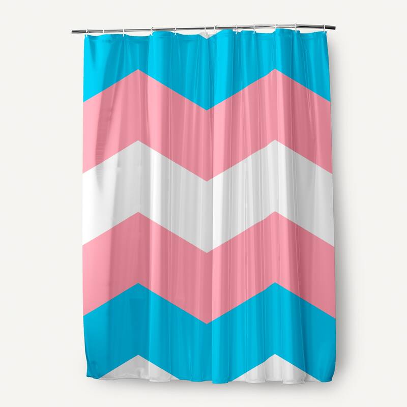Inclusive Pride Flag Durable Poly Shower Curtain - Transgender Chevron