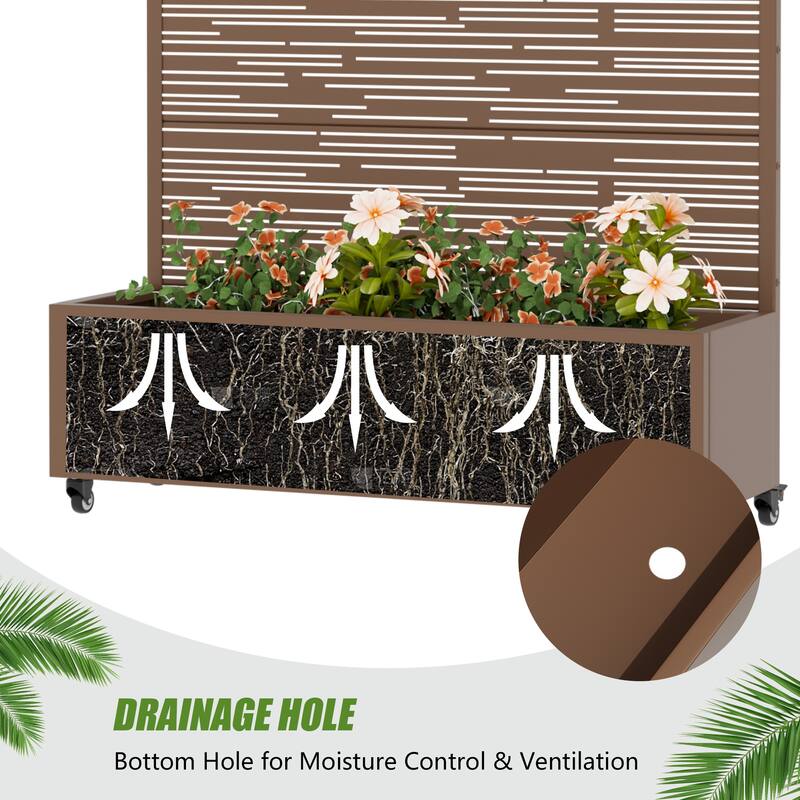 Raised Garden Bed Planter with Trellis Movable Planter Box with Lockable Wheels