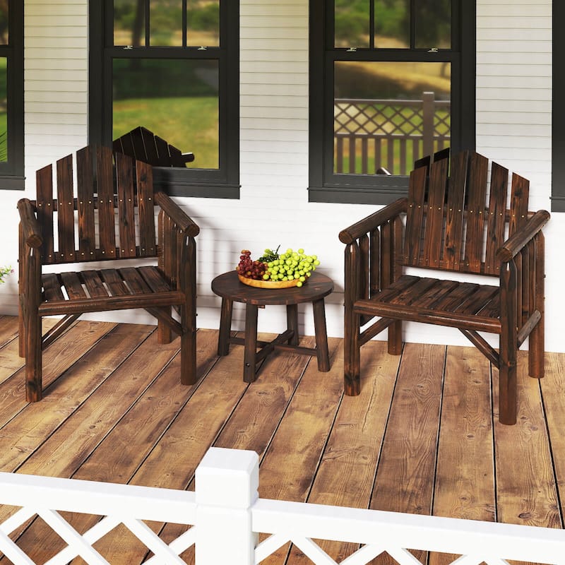 Costway 1/2/4 PCS Outdoor Wood Armchair with Armrests and Reclined - See Details