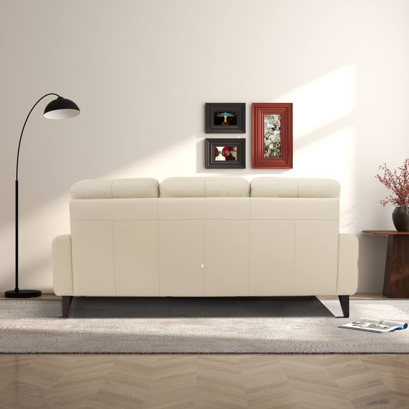 Nimbus Mid-Century Modern Tight Back Genuine Leather Incliner Sofa