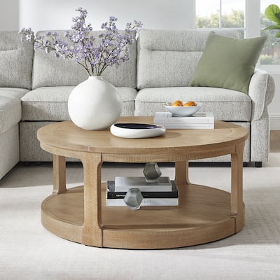 40inch Large Curved 2 Tier Traditional Round Circle Coffee Table