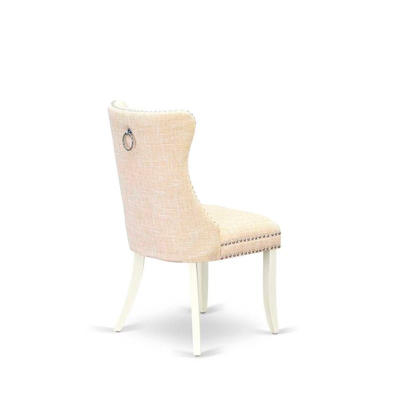 Modern Parson Dining Chairs - Light Beige Linen Fabric, Set of 2, Padded Comfort