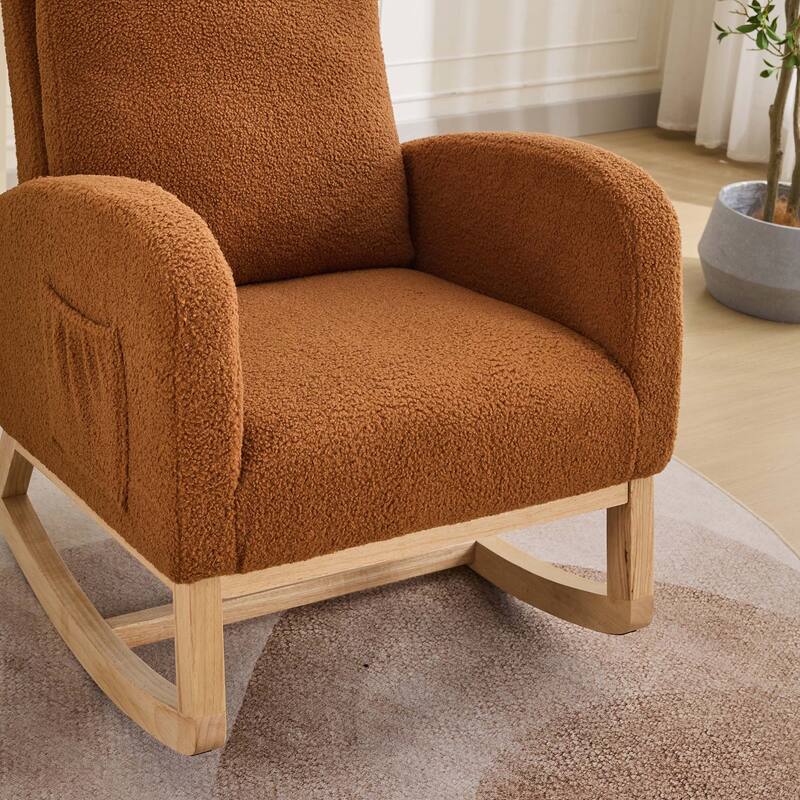 27.2"W Rocking Chair with High Back and Side Pocket