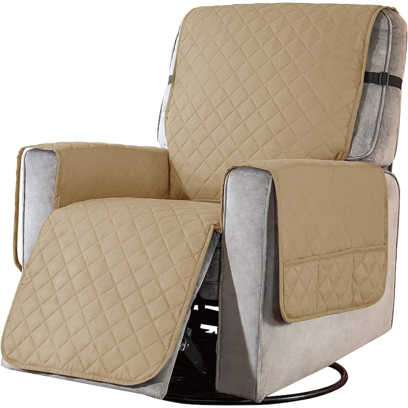 Subrtex Recliner Chair Cover Slipcover Reversible Protector Anti-Slip - Large - Khaki