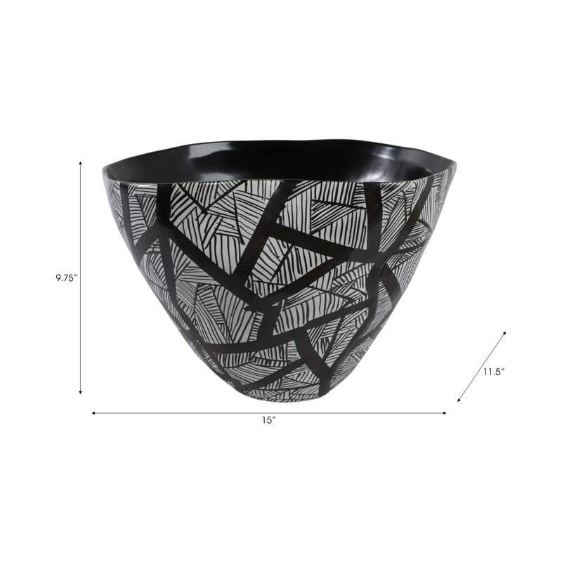 Ceramic Handcrafted Graphic Design Decorative Bowl Abstract Pattern