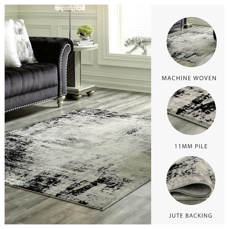 Zekeman Black/Cream/Gray Medium Rug