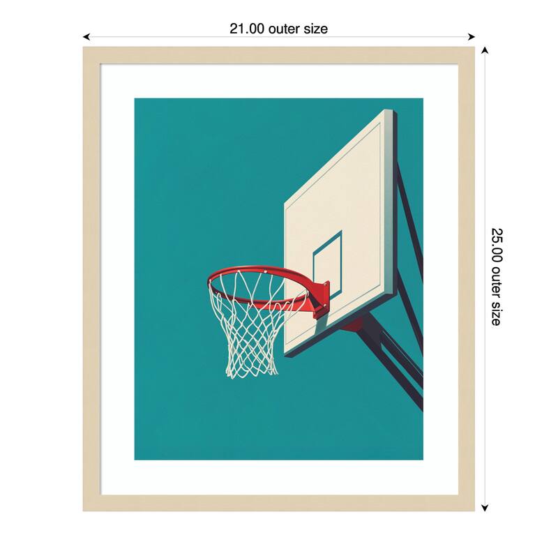Basketball by Andreas Magnusson Wood Framed Wall Art Print - Natural - 21 x 25 in