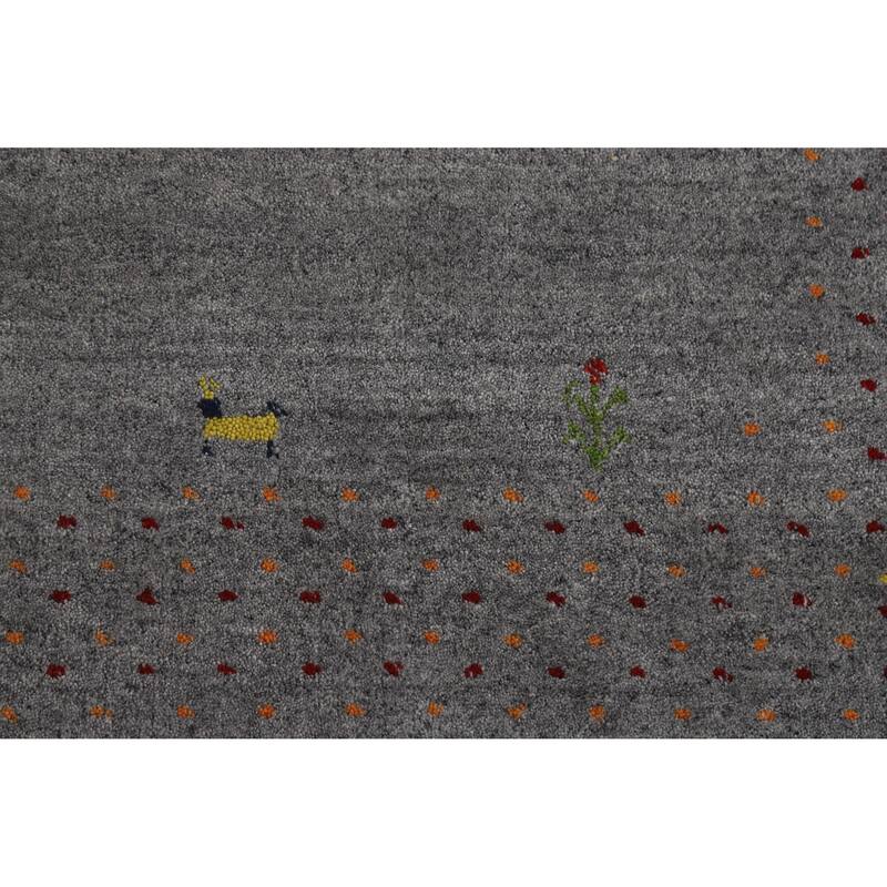 Hand Knotted Oriental 100% Wool Carpet Tribal Tribal Greys & Charcoal Gabbeh Area Rug - 7' 10'' X 5' 1''