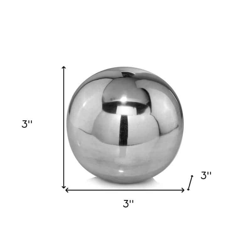 HomeRoots Set of Two Silver Buffed Aluminum Decorative Orb Tabletop Sculpture