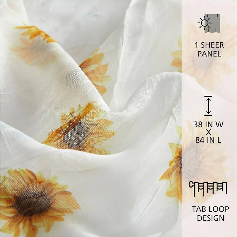 Urban Lifestyle Sheer Sunflower Curtain Panel