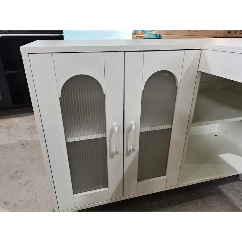 59-Inch L Shaped Desk with Storage Cabinet, Corner Executive Desk for Home Office