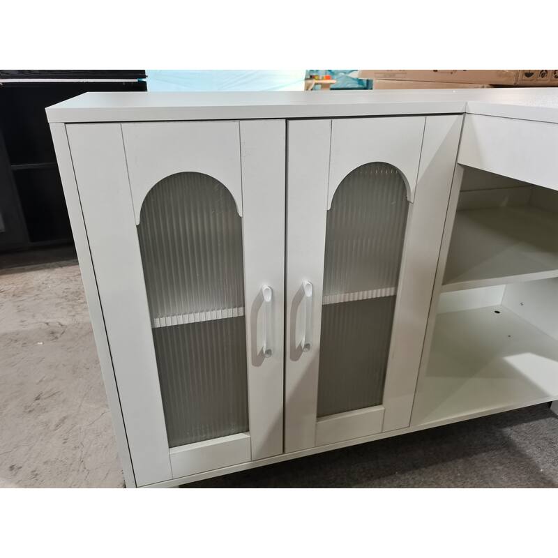 L Shaped Executive Desk with File Cabinet and Shelves, Corner Desk for Home Office