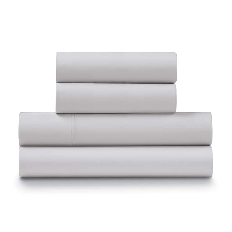 100% Cotton Percale Cool and Crisp Deep Pocket Sheet Set - Light Grey - Full