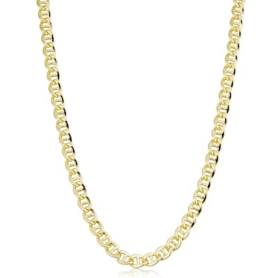 14k Yellow Gold Filled 6 mm Mariner Link Chain Necklace For Men and Women