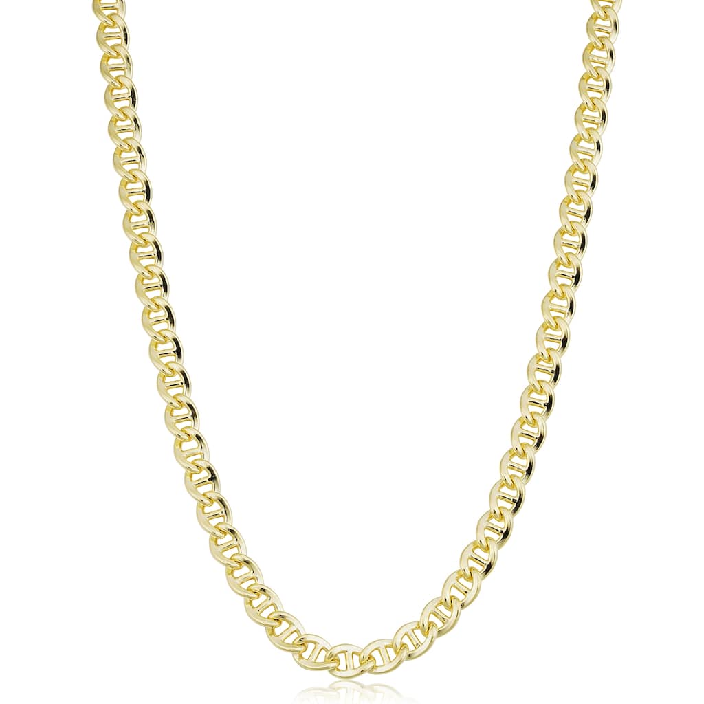 14k Yellow Gold Filled 6 mm Mariner Link Chain Necklace For Men and Women