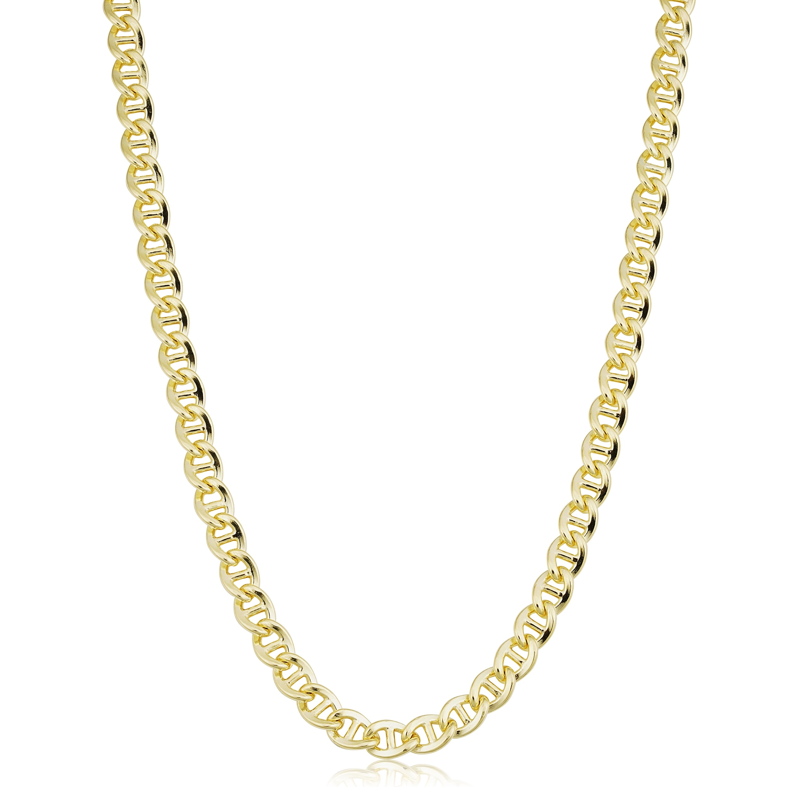 Au Naturale 14k Yellow Gold Filled 6 mm Mariner Link Chain Necklace For Men and Women
