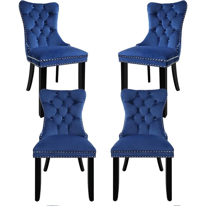 Dining Chairs Set of 6, Luxury Upholstered Velvet Kitchen Chairs Side Chair with Padded Seat Back and Solid Wood Legs