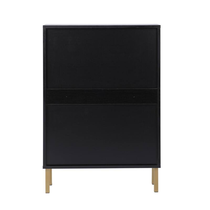 Rattan 2-Drawer Shoe Rack Cabinet,Shoe Storage w/Natural Rattan Flip Doors,Wall Mounted & Free-standing