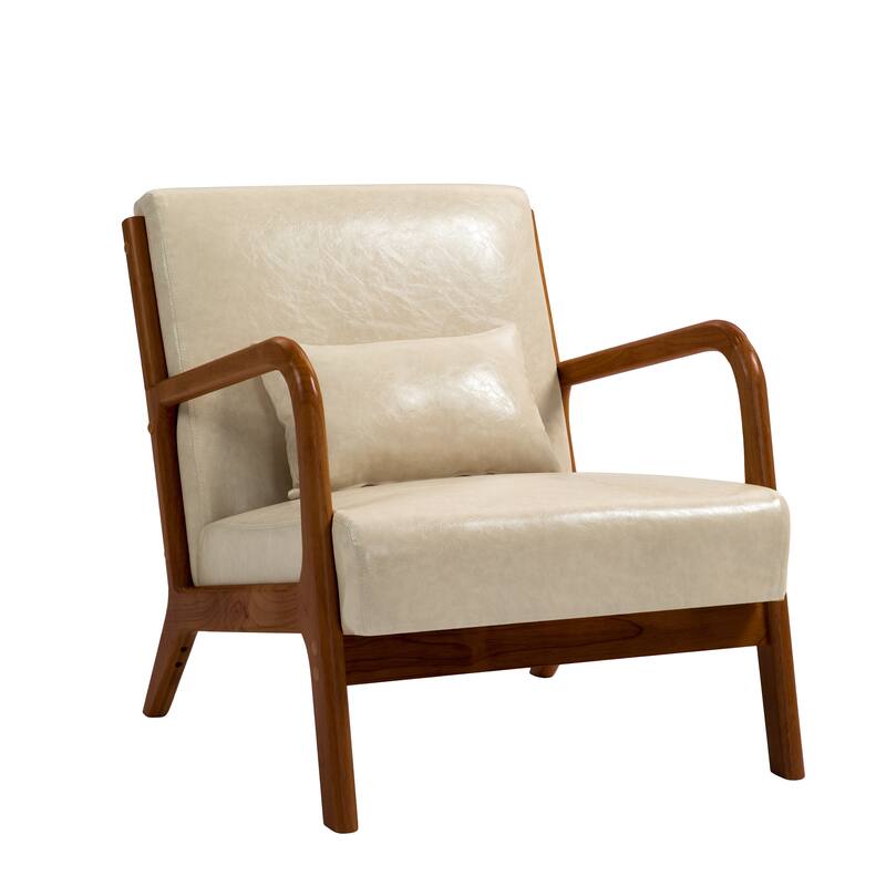 Mid Century Solid Wood Upholstered Accent Chair