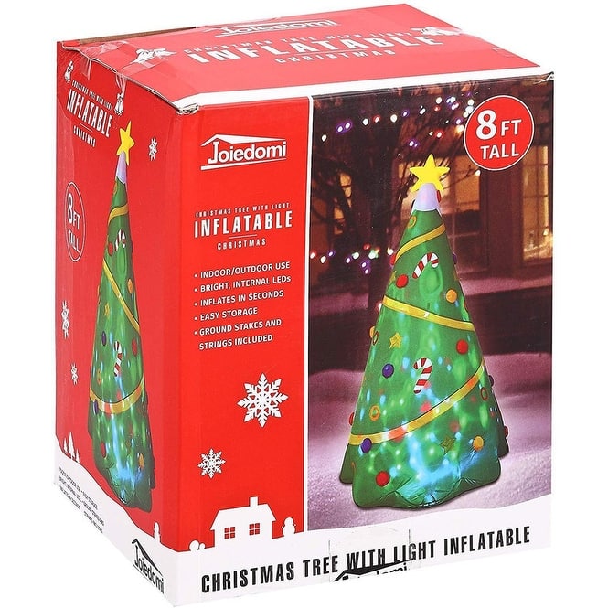 Joyfy 8ft Lighted Giant Christmas Tree Inflatable with Built-in Projection