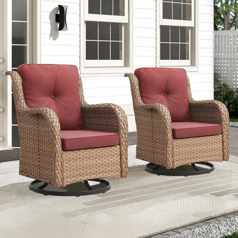 Gymojoy Patio Swivel Chair Rocking Chair Set - Yellow - Red