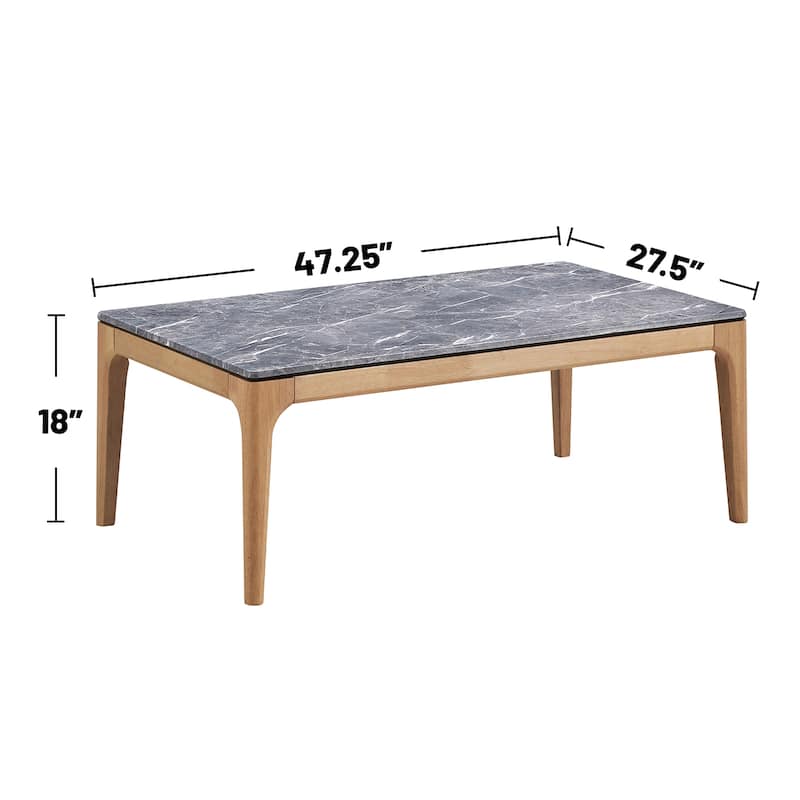 2-piece Coffee and End Table Set with High-pressure Laminate Tops in Grey and Natural Brown - 2 Piece
