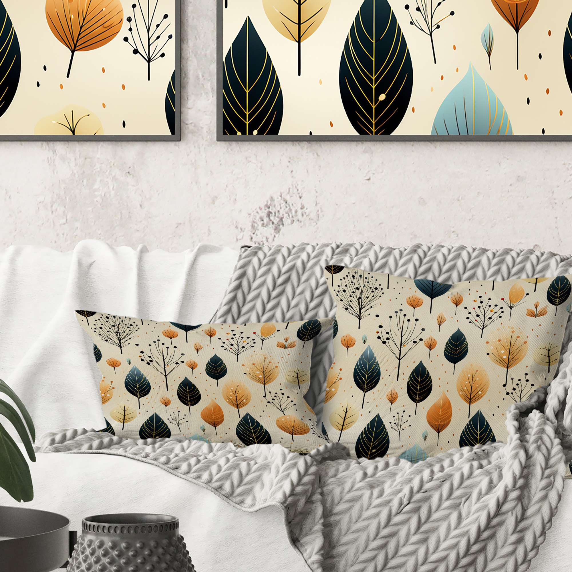 Leaf pattern hotsell throw pillows