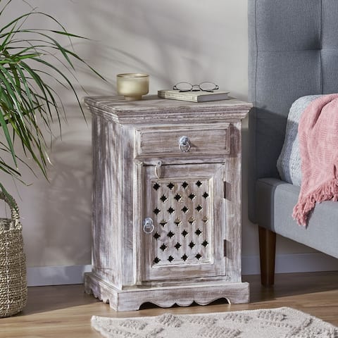 Tijeras Distressed Mango Wood Nightstand by Christopher Knight Home