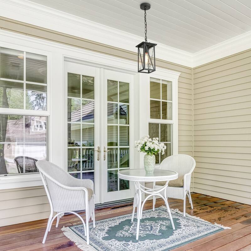Modern Farmhouse Black 1-Light Outdoor Wall Sconces Glass Post Pendant Lights