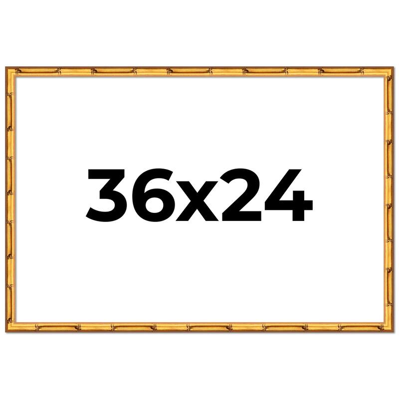 36x24 Frame Gold Bamboo Picture Frame Modern Photo Frame Includes UV Acrylic Shatter Guard Front Acid Free Foam Backing Board