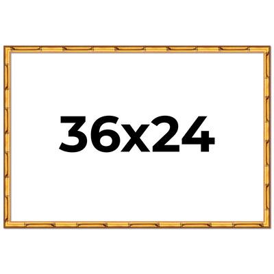 36x24 Frame Gold Bamboo Picture Frame Modern Photo Frame Includes UV Acrylic Shatter Guard Front Acid Free Foam Backing Board