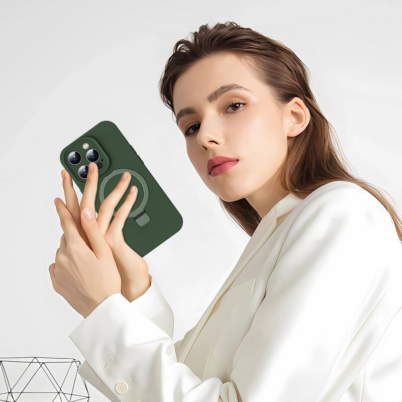 6.7" iPhone 14 Pro Max Case,Liquid Silicone, Moisturizing Factor,Extreme Soft Slim Phone Case with Stand,Compatible with MagSafe