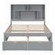 preview thumbnail 8 of 28, Full Size Platform Bed with Storage Headboard and 2-Drawers, Grey
