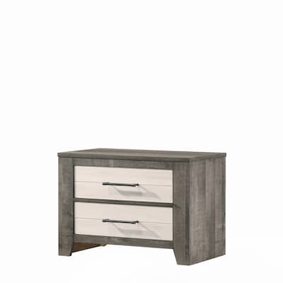 1pc Nightstand Two-tone Finish Convenient Bedside Storage,Gray Beige