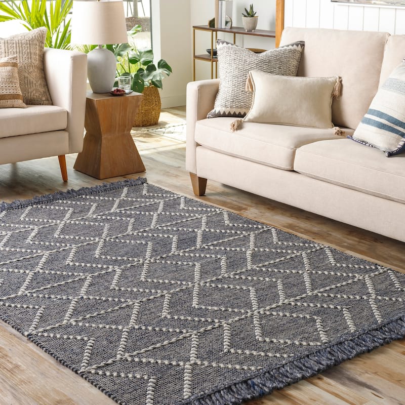 Artistic Weavers Zohar Handmade Bohemian Chevron Wool Blend Area Rug - Charcoal - 6' x 9'