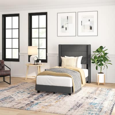Upholstered Platform Bed with Wingback Headboard