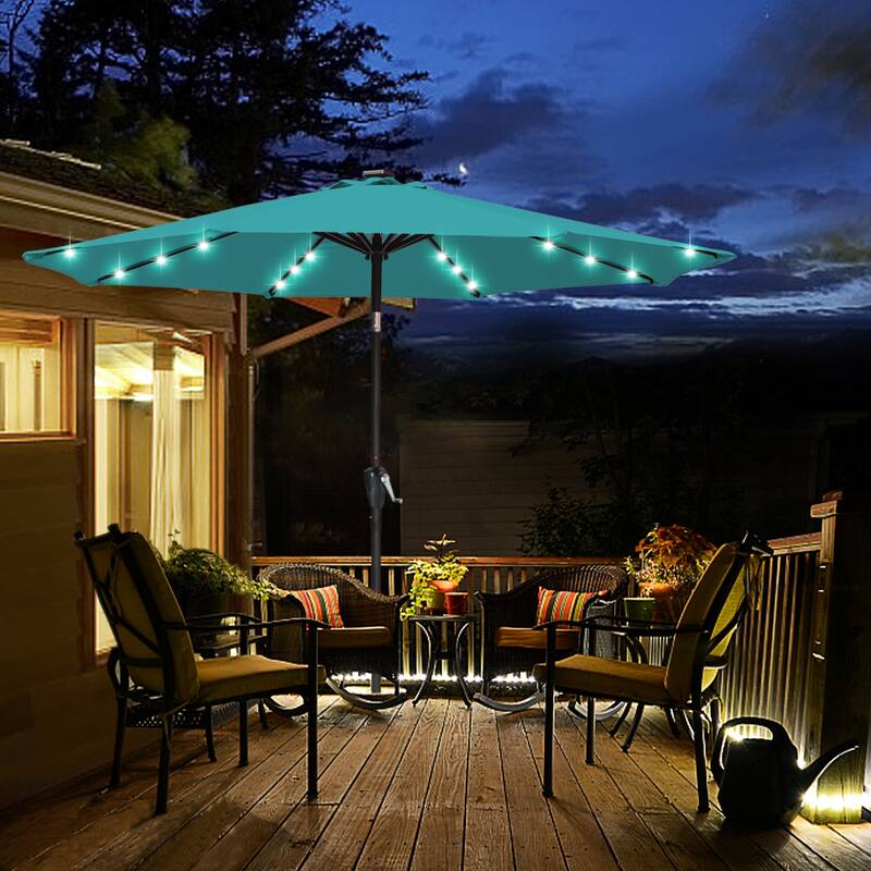 ABCCANOPY 10.5FT Outdoor Patio Solar Umbrella with 32LED Lights