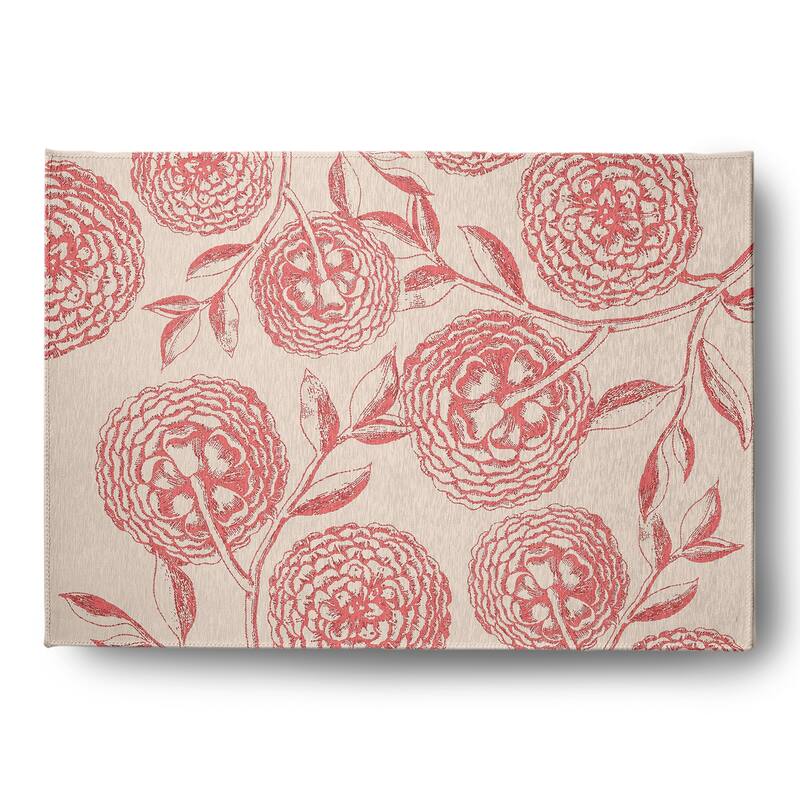 Antique Flowers Spring Chenille Rug - Blush Coral - 5' x 7'