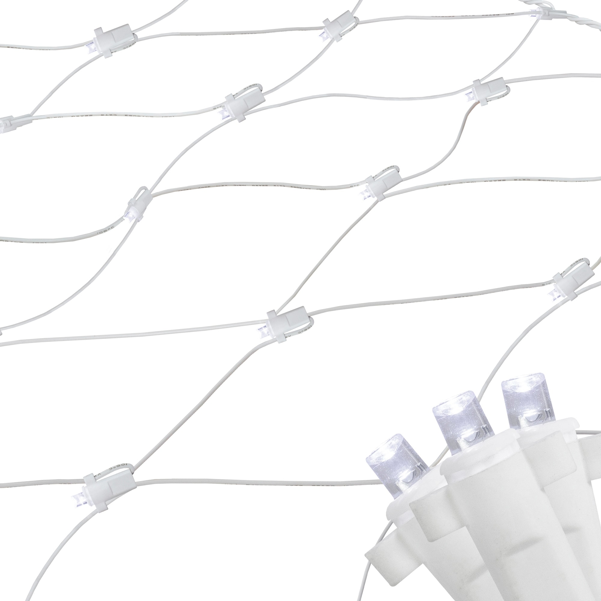 2' x 8' LED Wide Angle Net Style Column Wrap Christmas Lights White Wire