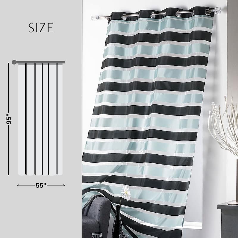 Striped Sheer Extra Wide Window Curtain Panel - Light-Filtering Drape for Modern Home Decor