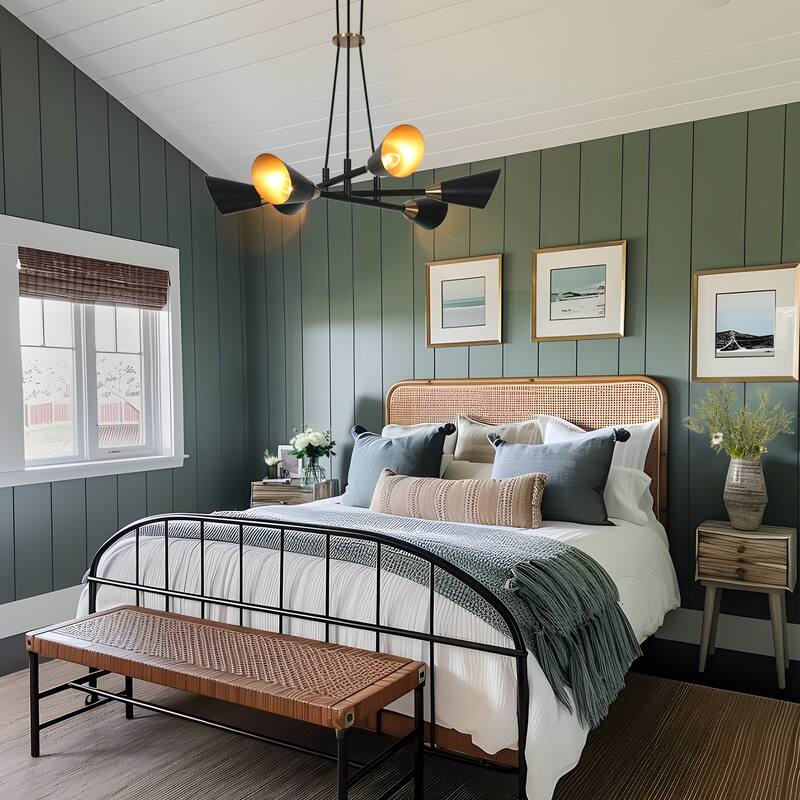 Modern 6-Light Black Gold Metal Chandelier Ceiling Lights for Dining Room - 26" D x 4.5" H