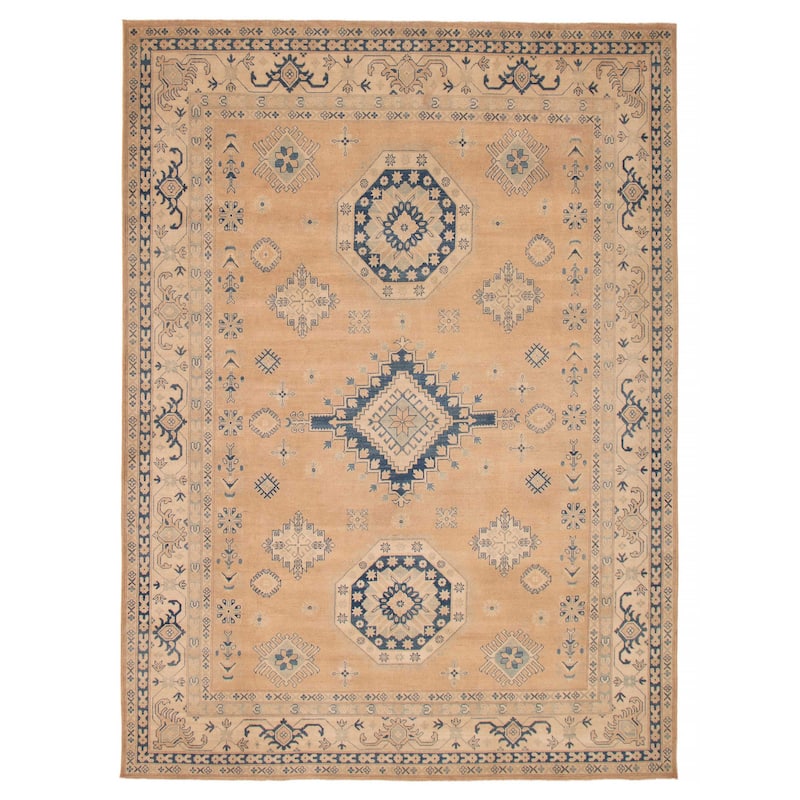 ECARPETGALLERY Hand-knotted Finest Ghazni Tan Wool Rug - 8'10 x 12'1 - Tan - 8'10 x 12'1