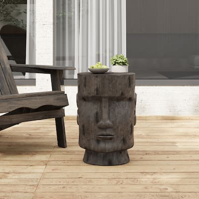 Christopher Knight Home - Evadne Outdoor Ancient Moai Head MGO Side Table with Hand-Finished Texture