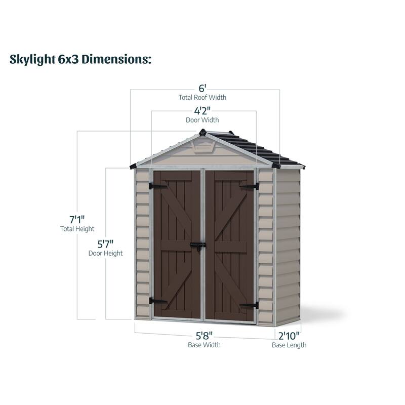 SkyLight 6 ft. x 3 ft. Tan Garden Outdoor Storage Shed - 6 ft x 3 ft
